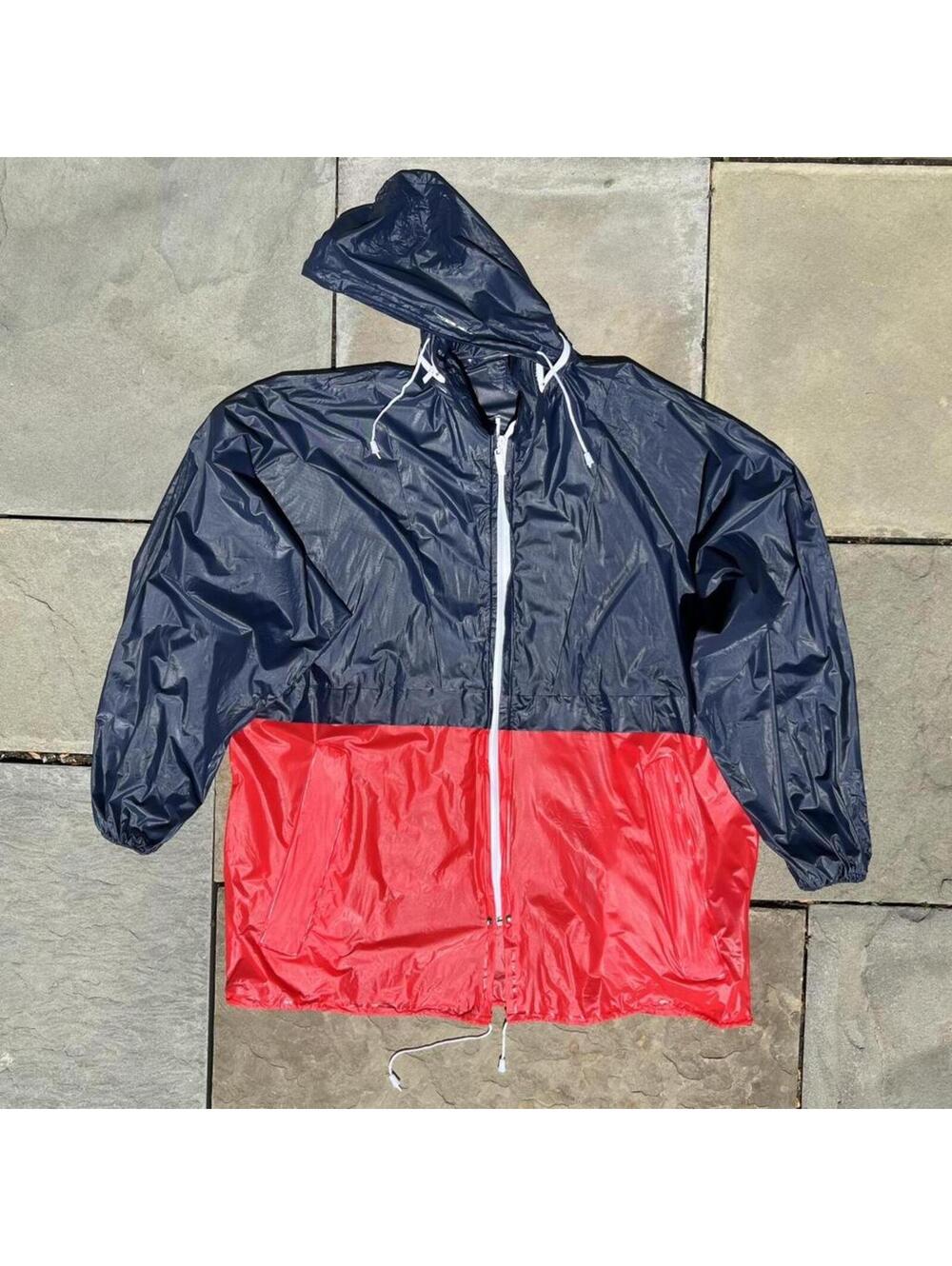 Vintage 80s Blue/Red Colorblock Windbreaker Rain Jacket